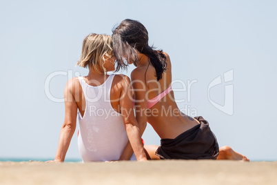 two young girls on natural background