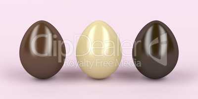 Three chocolates eggs