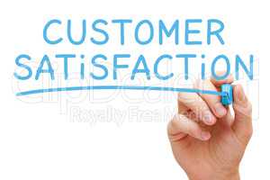 Customer Satisfaction Handwritten With Blue Marker