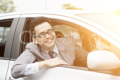 Happy driver on the road