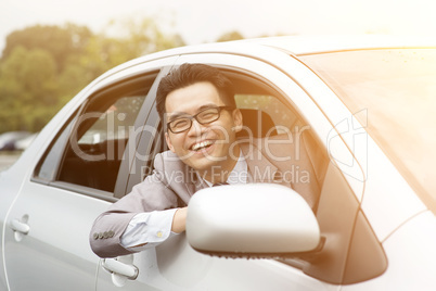 Happy driver smiling