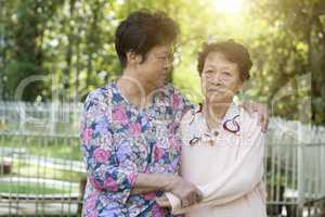 Asian elderly women friends
