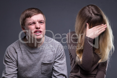 Portrait of shame teenage couple