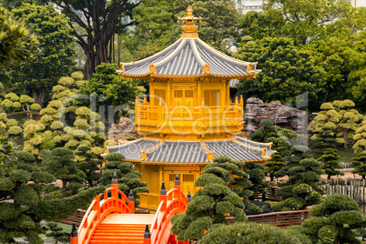 Golden Pavilion in the City Park of Hong Kong