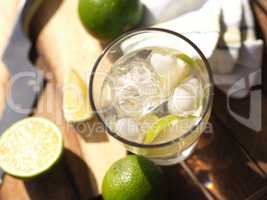 Cold water with lime fruits