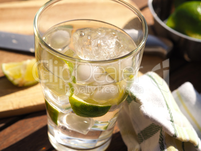 Cold water with lime fruits