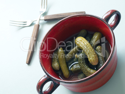 Gherkins in a red bowl