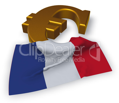 eurosymbol und französische flagge