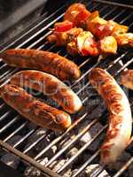 Roasted sausages and skewer