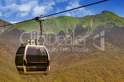 Cableway in the mountains at a ski resort