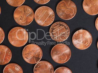 One Cent Dollar coins, United States over black