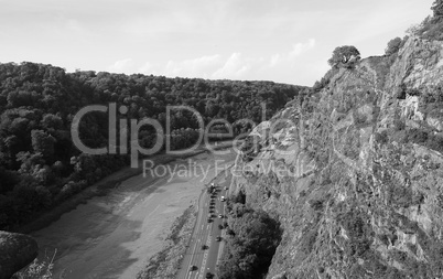 River Avon Gorge in Bristol in black and white