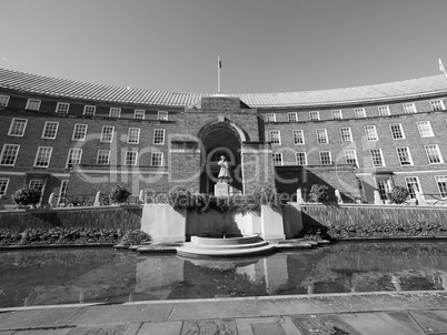 City Hall in Bristol in black and white