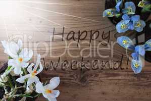 Sunny Crocus And Hyacinth, Text Happy Weekend