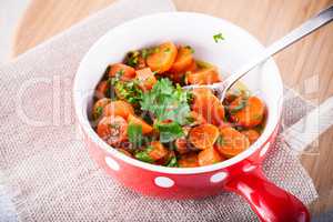 Glazed Carrots in a pan