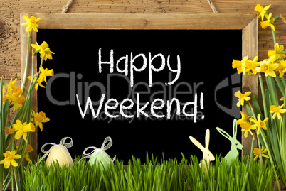 Narcissus, Easter Egg, Bunny, Text Happy Weekend