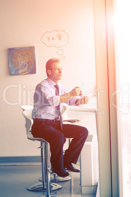 Businessman having coffee break