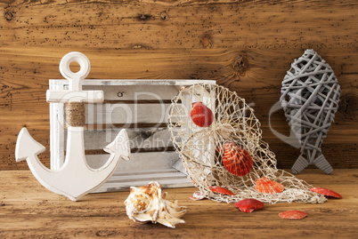 Nautic Summer Decoration With Wooden Background