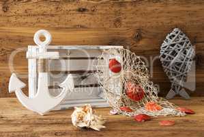 Nautic Summer Decoration With Wooden Background