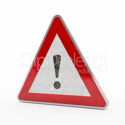 3d render - warning road sign