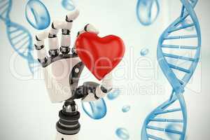 Composite image of 3d image of cyborg showing red heart shape decor 3d