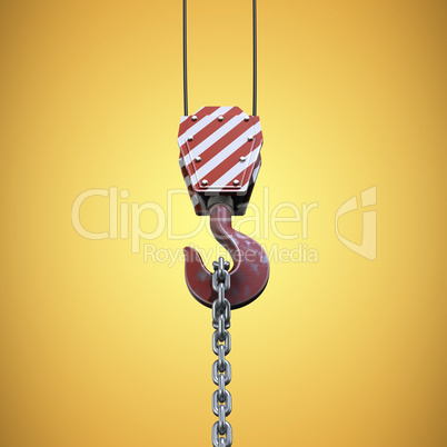 Composite image of studio shoot of a crane lifting hook