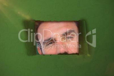 Composite image of handsome man making face on white background 3d