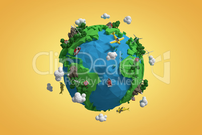 Composite image of composite image of globe icon 3d