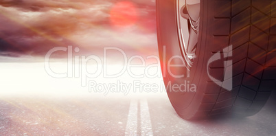 Composite image of one car wheel 3d