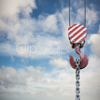 Composite image of studio shoot of a crane lifting hook