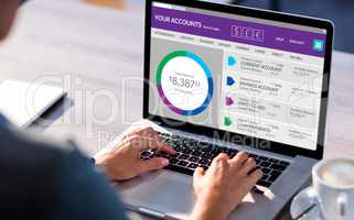 Composite image of graphic image of bank account web site