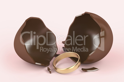 Chocolate egg and engagement ring