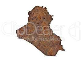 Karte des Irak auf rostigem Metall