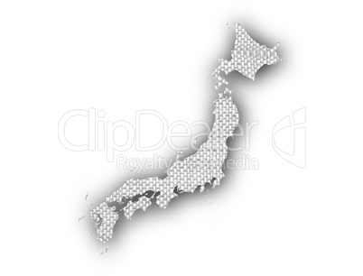 Karte von Japan auf altem Leinen