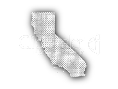 Karte von Kalifornien auf altem Leinen