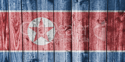 Fahne von Korea auf verwittertem Holz Fahne von Korea auf verwittertem Holz