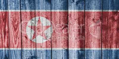 Fahne von Korea auf verwittertem Holz