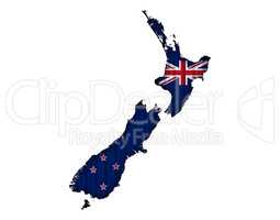 Karte und Flagge von Neuseeland auf Wellblech,