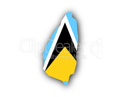 Karte und Fahne von Saint Lucia