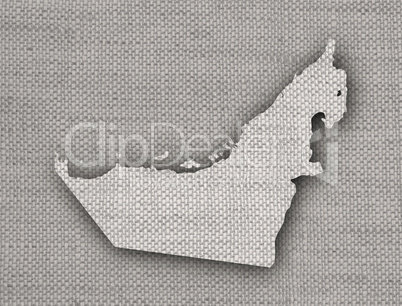 Karte der Vereinigten Arabischen Emirate auf  altem Leinen
