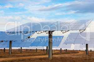 A Field of Green Energy Solar Mirror Panels