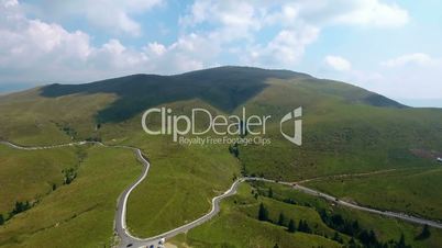 Aerial footage of high altitude mountain road