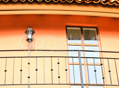architecture detail with lamp and window
