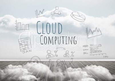 Cloud Computing text with drawings graphics