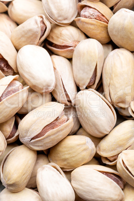 Pistachios nuts background, top view, healthy snack