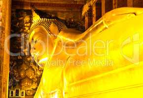 Reclining Buddha gold statue. Wat Pho, Bangkok, Thailand