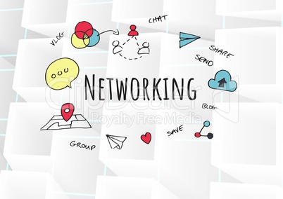 Networking text with drawings graphics