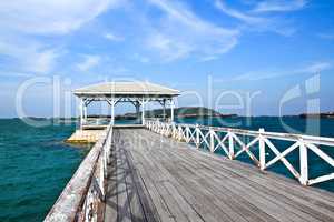 The Beautiful old bridge on Sri chang island at sriracha ampor ,