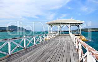 The Beautiful old bridge on Sri chang island at sriracha ampor ,
