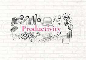 Productivity text with drawings graphics